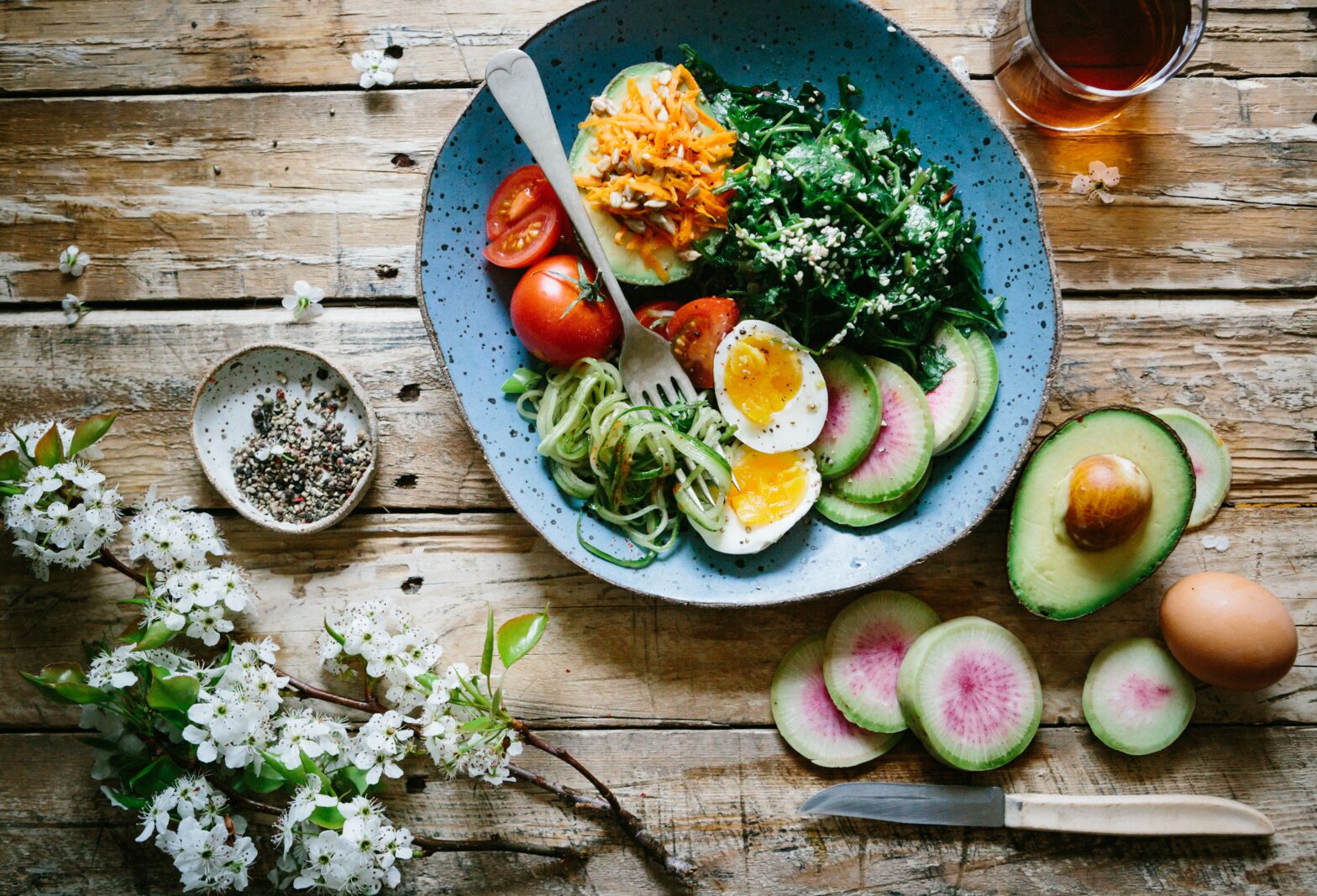A bowl filled with healthy food